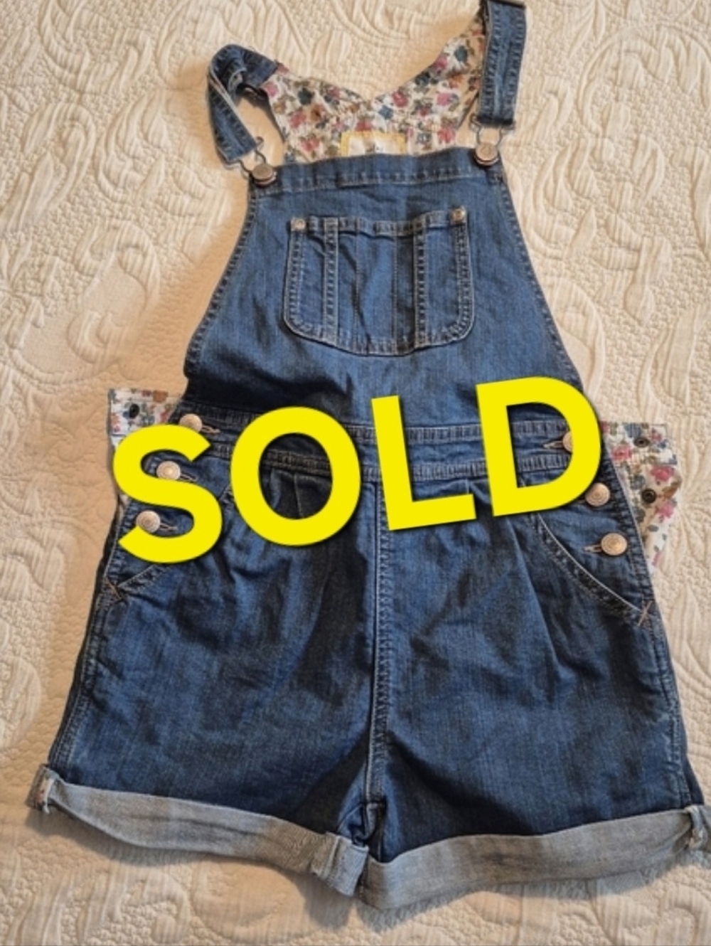 Mini Boden girls size 9/10 jean short overalls have stretch VGUC